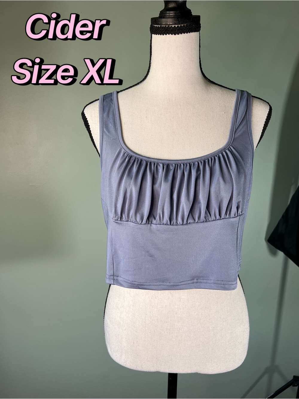 Cider Blue Ruched Crop Top - Size XL